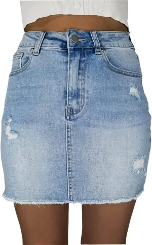 2025 Trendy High-Waisted Rip Denim Mini Skirt for Women Perfect Summer Jean Shorts