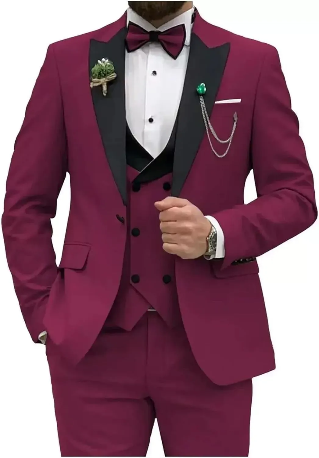 3 Pieces Mens Suit Classic Fit Blazer Dress Business Wedding Jacket Vest Pants Tuxedo Set