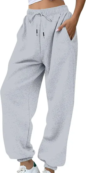 Baggy Fleece Sweatpants Women Joggers High Waisted Lounge Workout Pull On Ankle Athletic Jogger Pants with Pockets