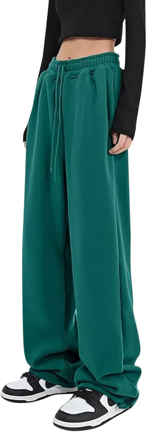 Baggy Sweatpants for Women Fleece Lined Joggers with Pockets Comfy Workout Elastic Waist Jogging Pants
