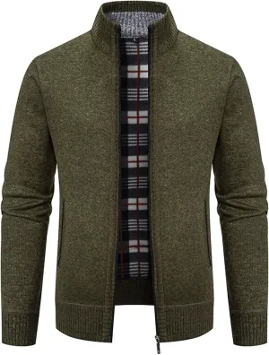 BIFUTON Mens Cardigan Sweater, Mens Casual Zip Up Cardingan Sweater Stand Collar Slim Fit Soft Knitted Sweater Fashion Jacket