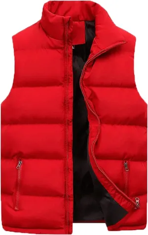 BIFUTON Puffer Vest Men,Men's Lightweight Warm Puffer Vest Sleeveless Quilted Fleece Padded Down Jacket Outdoor Winter Coats