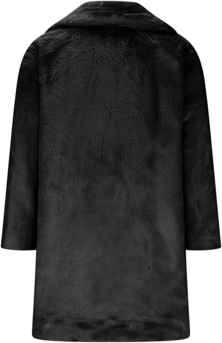 Binmer Faux Fur Winter Coats for Women Cold Weather Warm Faux Fur with Inner Lining Jackets Furry Outwear Plus Size S-5XL