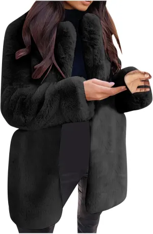 Binmer Faux Fur Winter Coats for Women Cold Weather Warm Faux Fur with Inner Lining Jackets Furry Outwear Plus Size S-5XL