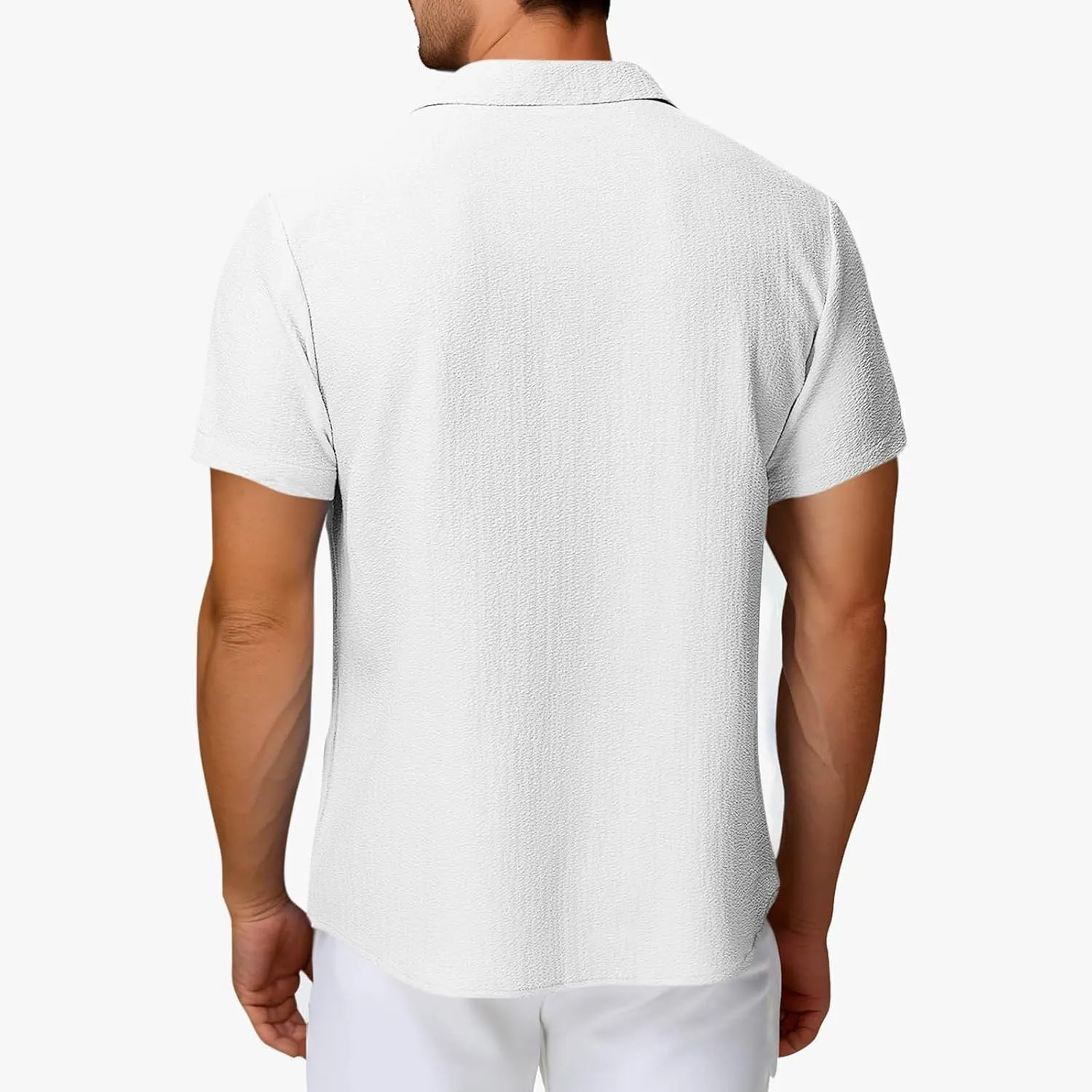 Button Down Shirt Men Casual Stylish Regular Fit Short Sleeve Collared Shirts Wedding Textured Untucked Dress Shirts