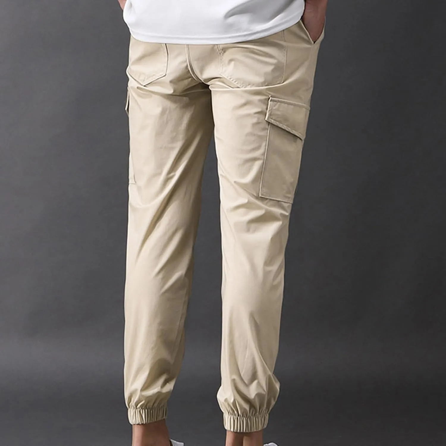 Cambkatl Men's Drawstring Ice Silk Jogger Pants Lightweight Summer Cargo Pants Yoga Golf Beach Lounge Trousers with Pockets