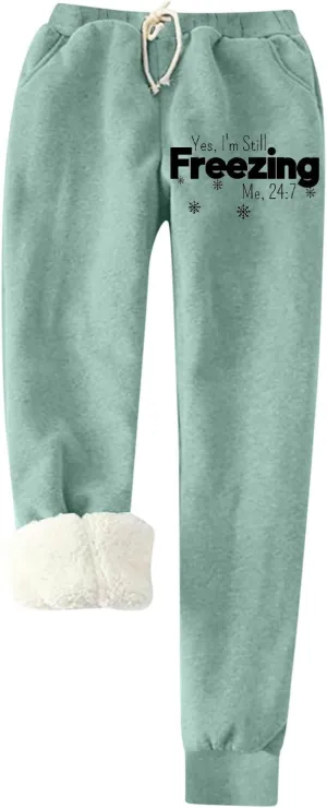 Capri Leggings for Women Fleece Lined Leggings Women Thick Sherpa Polar Lined Jogger Pants Printed Sweatpant Winter Thermal Athletic Lounge Cold Weather Hiking Pants