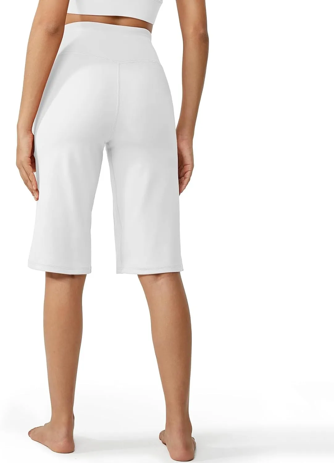 Capri Pants for Women Wide Leg Yoga Capris with Pockets Tummy Control Athletic Long Shorts Workout Bermuda Shorts