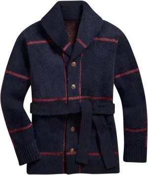 Cardigan Sweaters for Men Color Block Knit Sweater Button Down Open Front Cardigan Long Sleeve Sweaters Casual Outwear