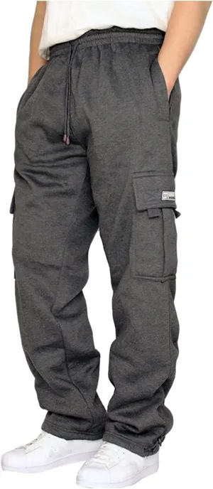 Cargo Pants for Men Elastic Waist Drawstring Pants Pull on High Waisted Track Pants Straight Leg Hiking Pants with Pockets