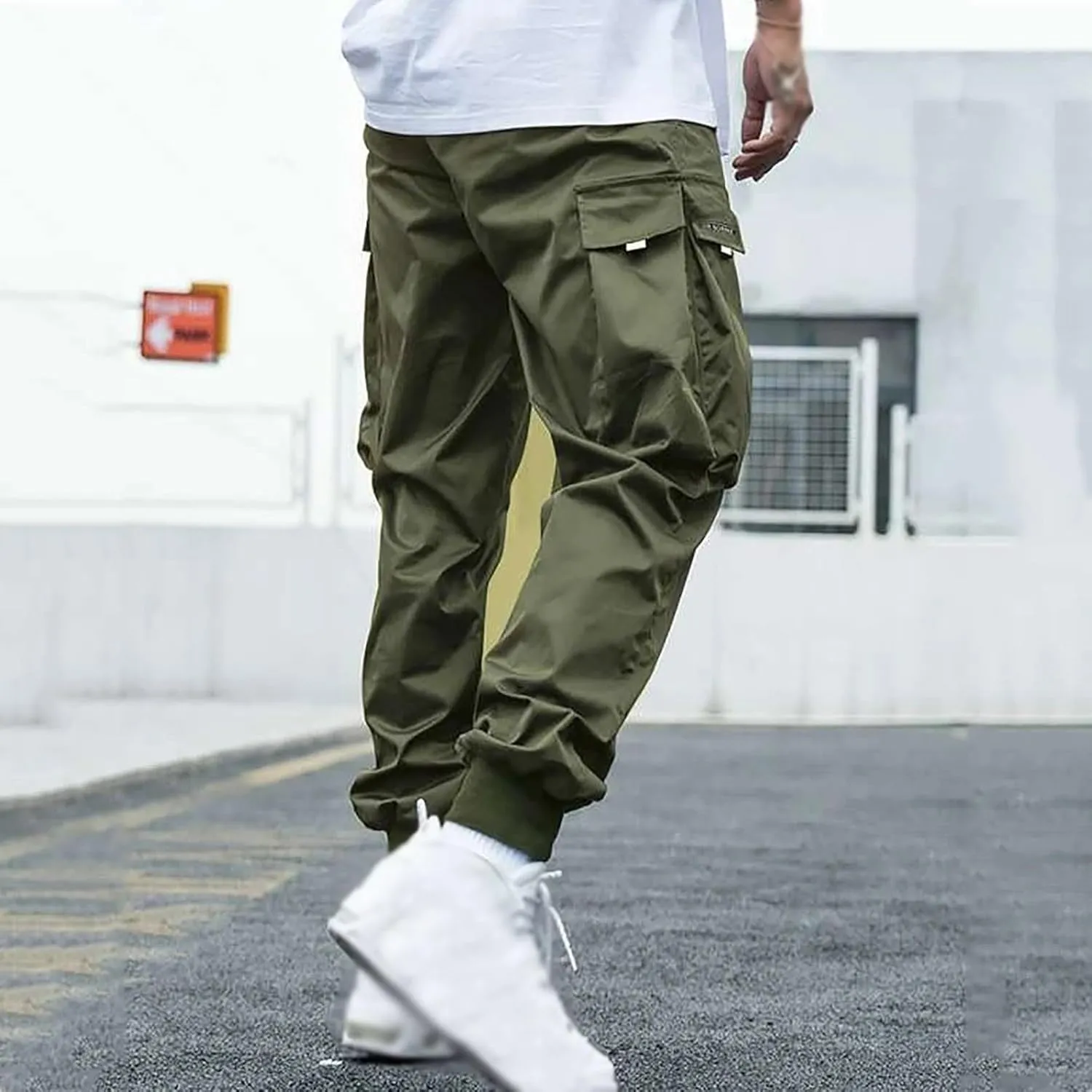 Cargo Pants for Men Fashion Cargo Joggers Pants Athletic Casual Hiking Pants Loose Straight Sweatpants Harem Trousers