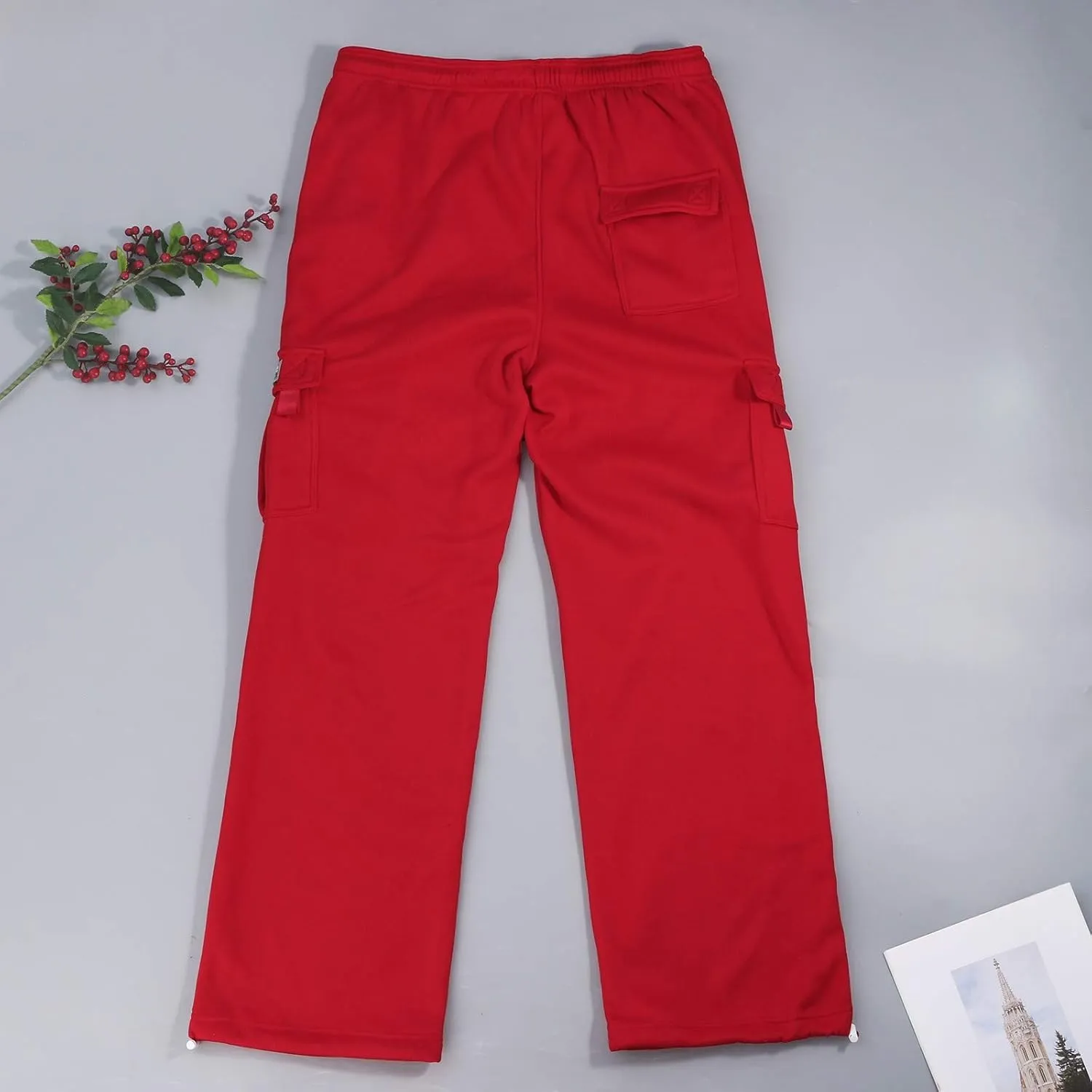 Cargo Sweatpants for Men Baggy Plus Size Drawstring Waist Joggers with Pockets Open Bottom Sweat Pants Cargo Pants