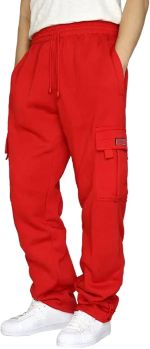 Cargo Sweatpants for Men Baggy Plus Size Drawstring Waist Joggers with Pockets Open Bottom Sweat Pants Cargo Pants