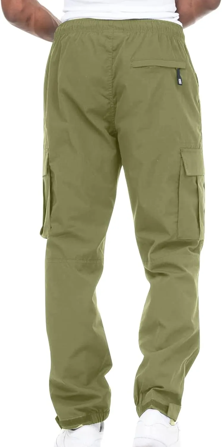 Cargo Sweatpants for Men Casual Fitness Drawstring Cargo Pants Workout Joggers Trousers Outdoor with Mutil Pockets