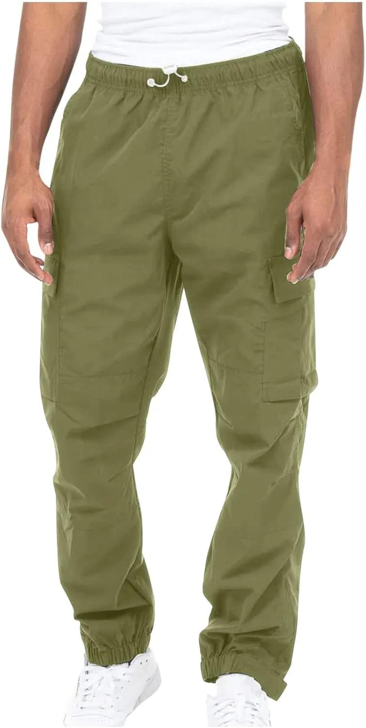 Cargo Sweatpants for Men Casual Fitness Drawstring Cargo Pants Workout Joggers Trousers Outdoor with Mutil Pockets