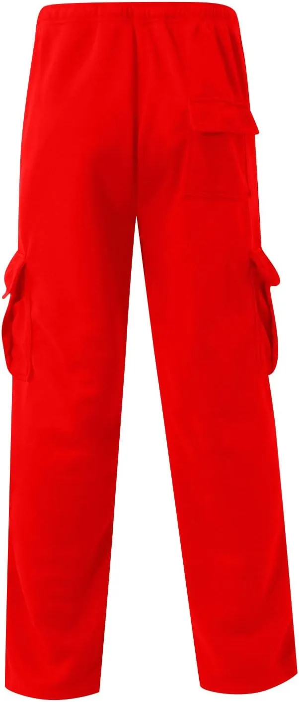 Cargo Sweatpants for Men Plus Size Drawstring Waist Open Bottom Sweatpants Comfy Cotton Lounge Pants with Pockets