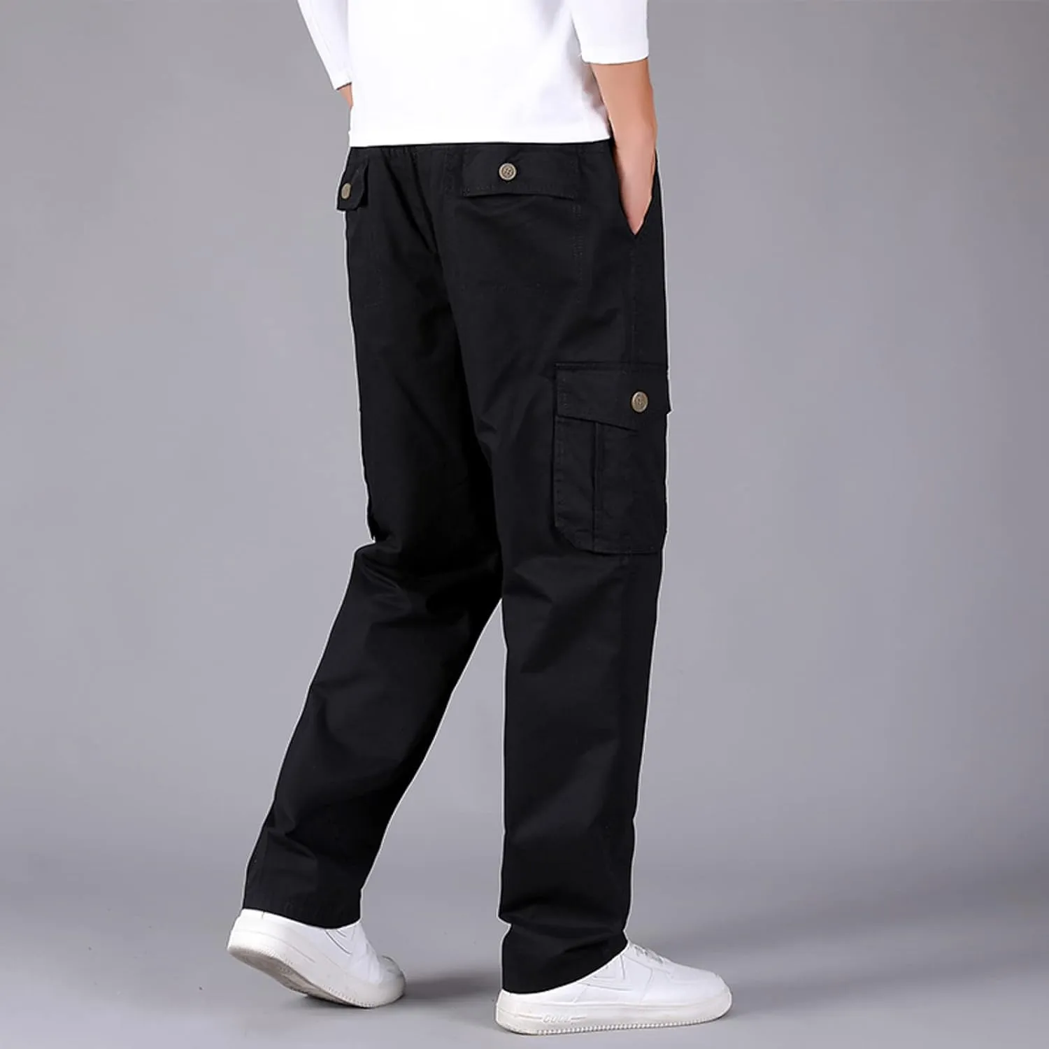 Cargo Trousers for Men Relaxed Fit Cargo Pants Men's Heavyweight Cargo Fleece Sweatpants Stretch Elastic Waist Jogger