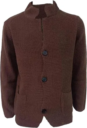 Casual Cardigan Sweater for Men Stand Collar Slim Fit Button Down Sweaters Long Sleeve Ribbed Knitted Cardigans