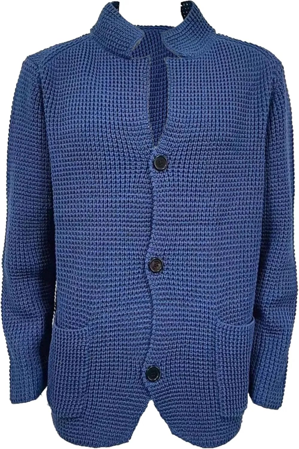 Casual Cardigan Sweater for Men Stand Collar Slim Fit Button Down Sweaters Long Sleeve Ribbed Knitted Cardigans