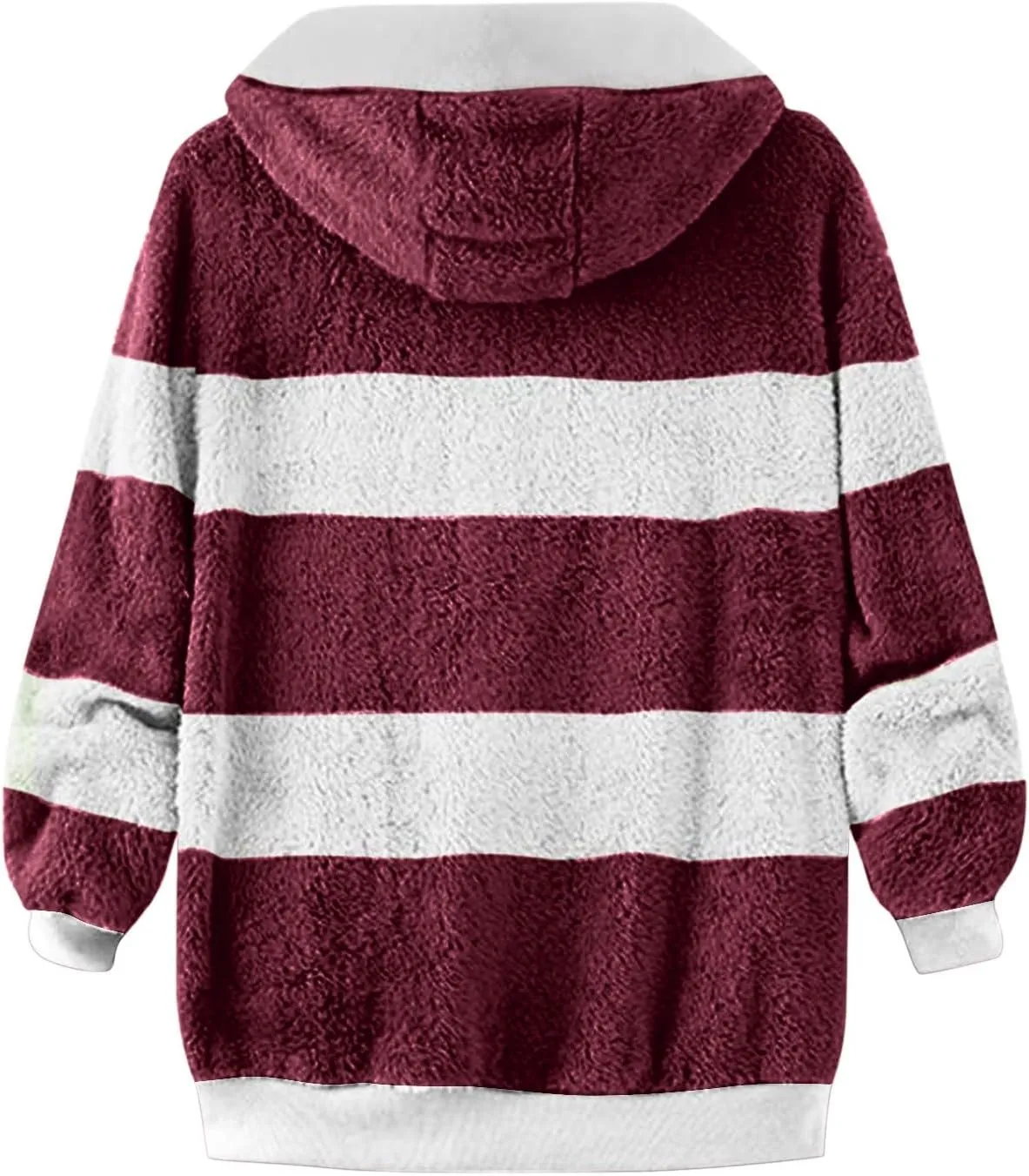 Casual Fuzzy Fleece Long Sleeves Hooded Cardigan For Women Solid Zip Up Coats Fuzzy Hooded Jacket Outerwear Pockets