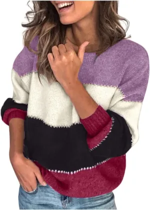 ChicCrate Sweaters for Women Trendy Long Sleeve Solid Color Ribbed Knit Sweater Cute Plus Size Tops Winter Teen Girl Clothes
