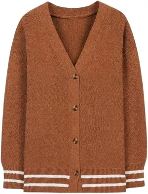Comodish Men's Cardigans Sweaters Comfortable V-Neck Shawl Collar Loose with Buttons Long Sleeve Fall