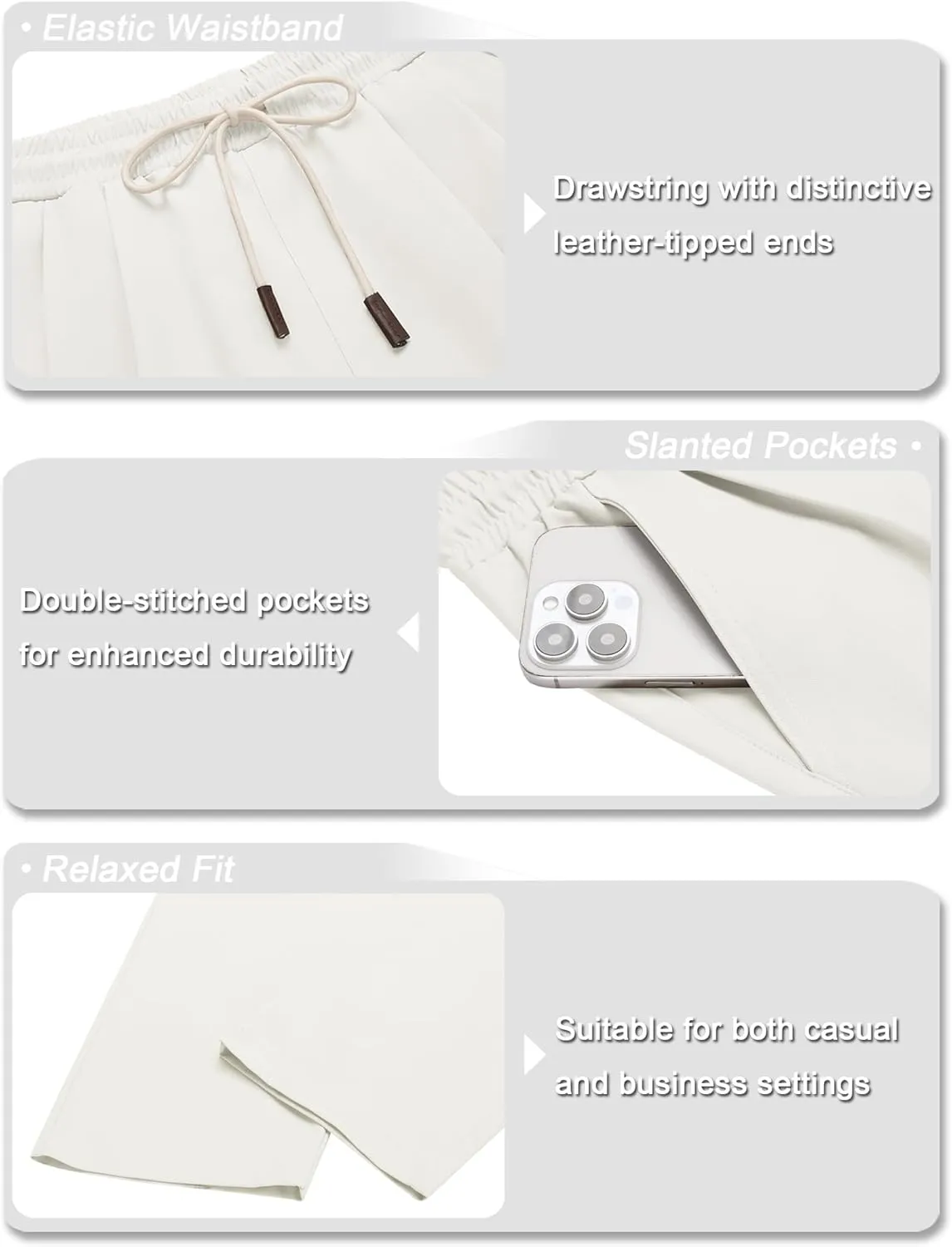 COOFANDY Men's Casual Chino Pants Relaxed Fit Drawstring Elastic Waist Lightweight Pant Twill Pleated Trousers