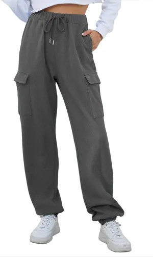Cotton Joggers for Women Baggy Drawstring High Waisted Baggy Sweatpants Athletic Work Cargo Pants with Pockets
