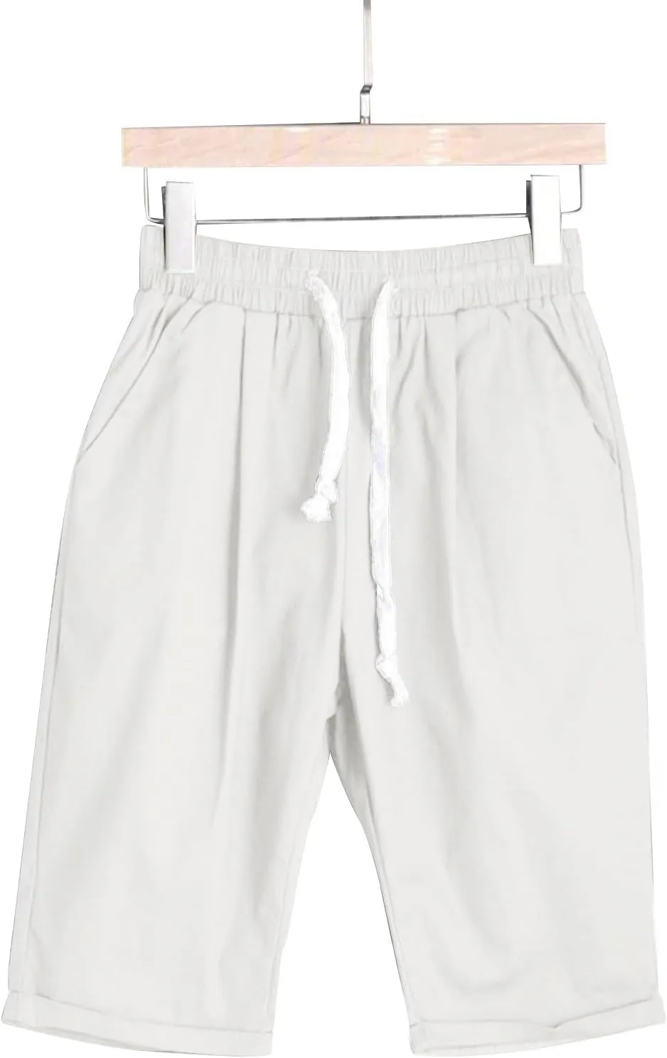 Cotton Linen Shorts for Women Loose Fit Knee Length Bermuda Shorts Elastic Waist Workout Shorts Casual Summer Shorts
