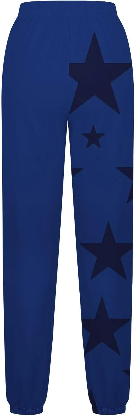 Cotton Star Printed Sweatpants Women High Waisted Joggers Drawstring Elastic Lounge Pants Yoga Running Gym Workout