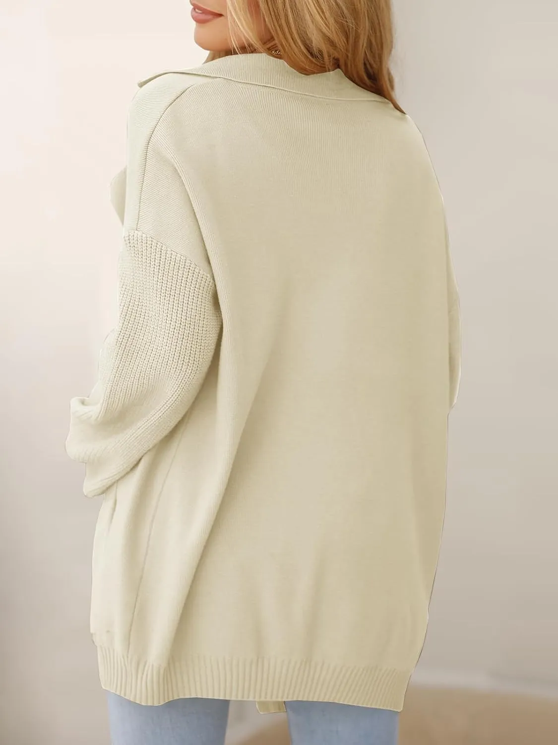 DEEP SELF Long Cardigan Sweaters for Women 2025 Fall Winter Open Front Knit Button Ribbed Cardigans with Pockets