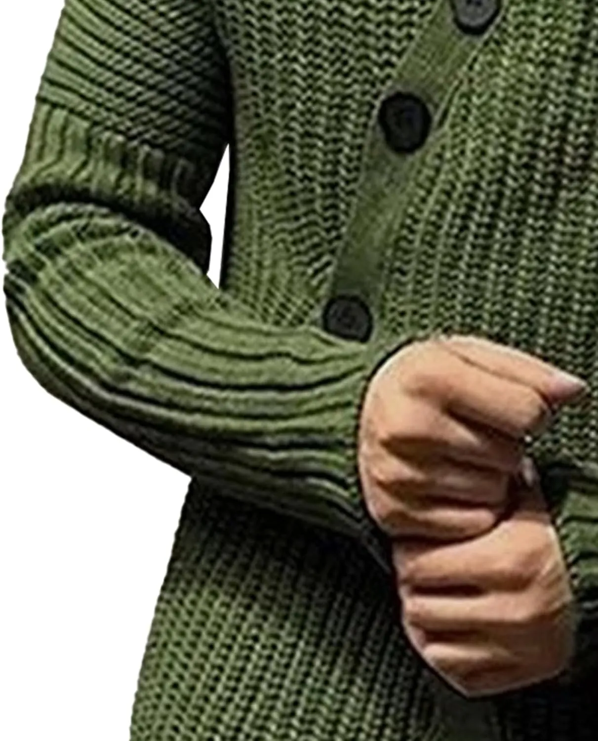 DGHM-JLMY Mens Mid-Long Sweater Hooded Ribbed Knit Cardigans Coat Button Down Open Front Knitted Cardigan Overcoats