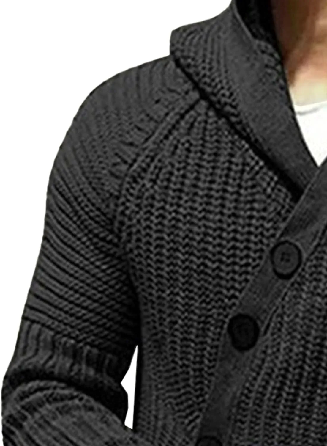 DGHM-JLMY Mens Mid-Long Sweater Hooded Ribbed Knit Cardigans Coat Button Down Open Front Knitted Cardigan Overcoats