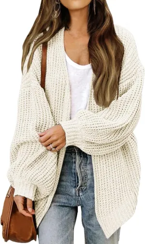 Fall Sweaters For Women 2024 Fashion Casual Open Front Long Sleeve Knitted Cardigans Sweaters Outerwear Coats