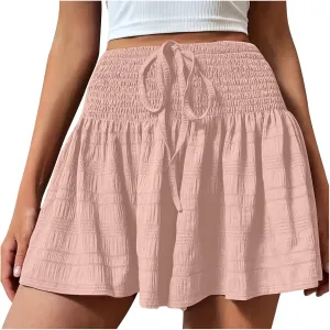 Fashion Flowy Shorts for Women High Waisted Wide Leg Shorts Ruffle Hem Flared Flowy Shorts 2024 Dressy Summer Shorts