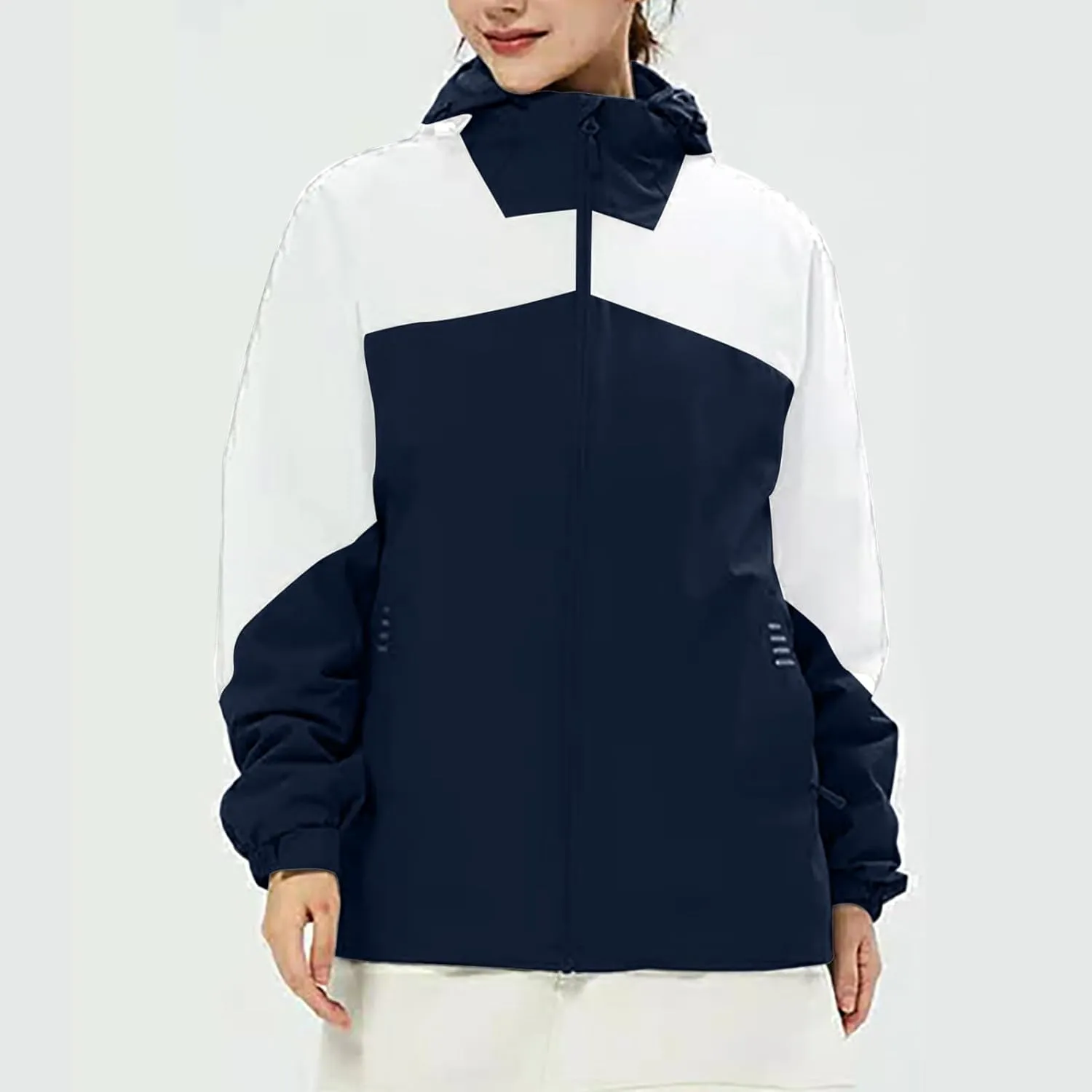 Fashion Rain Jacket Waterproof For Women Winter Raincoat With Hood Packable For Hiking Outdoor Windproof With Pockets