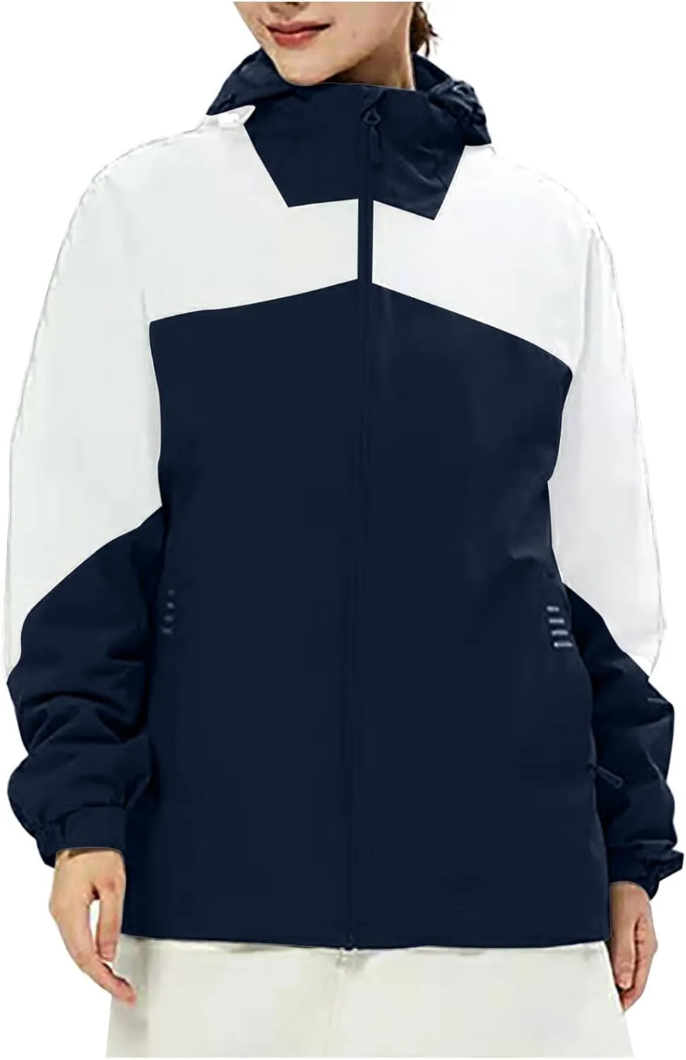 Fashion Rain Jacket Waterproof For Women Winter Raincoat With Hood Packable For Hiking Outdoor Windproof With Pockets