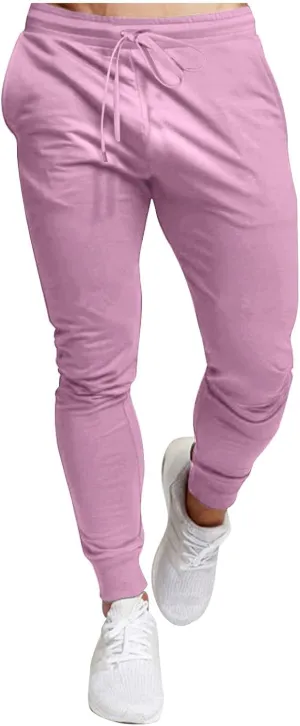 Finelylove Joggers for Men Slim Fit Lightweight Stretch Sweatpants Elastic Waist Tapered Workout Athletic Track Pants