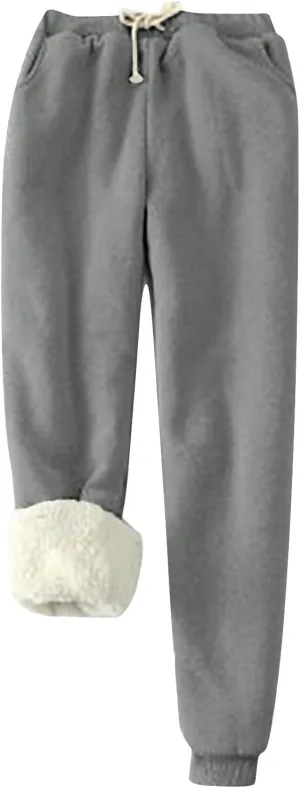 Fleece Lined Joggers Women Winter Warm Fleece Sherpa Lined Sweatpants Track Pants Athletic Active Lounge Pants