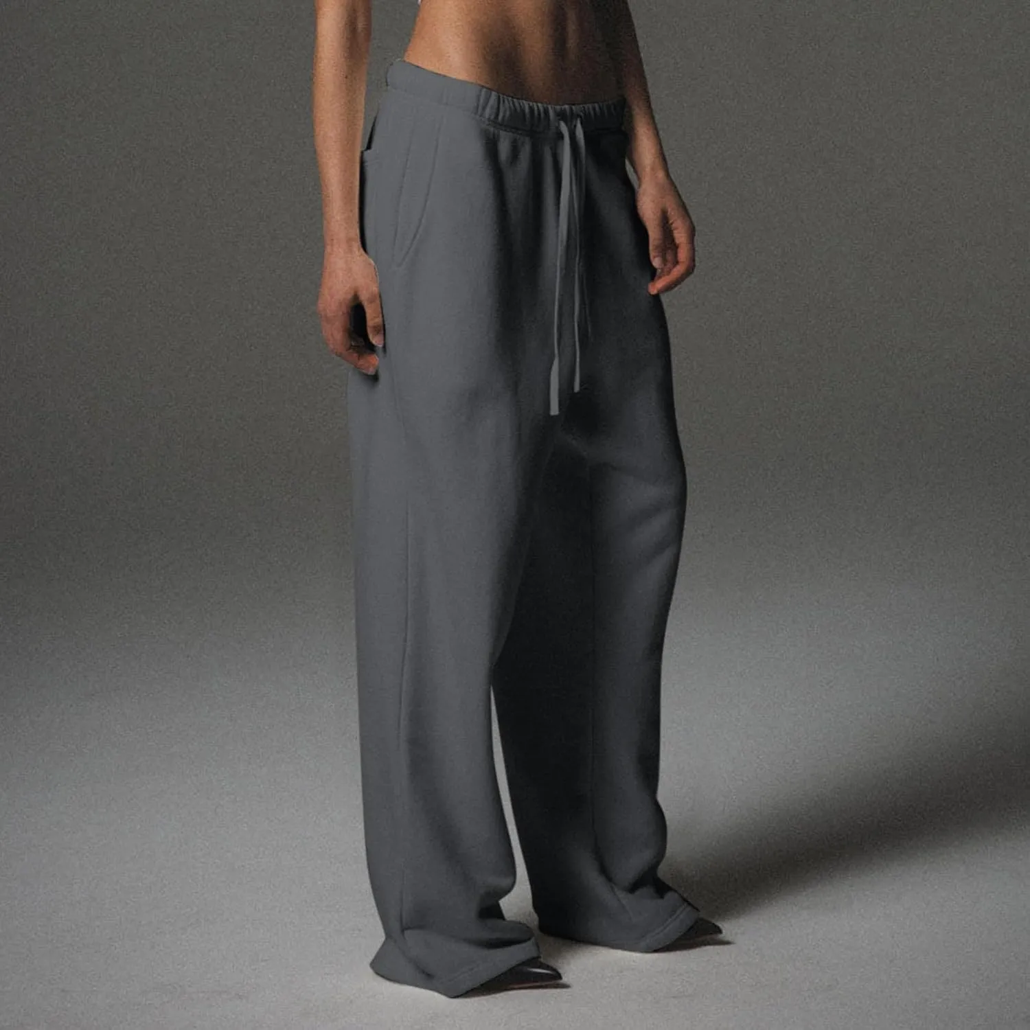 Fleece Lined Sweatpants Women Baggy Athletic Wide Leg Pants Winter Warm Comfy Soft Low Waisted Joggers with Pockets