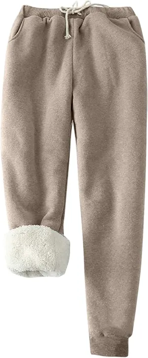 Fleece Lined Sweatpants Women Winter Sherpa Joggers Warm Joggers Track Pant Casual Baggy Pant Fleece Sweatpants Pants