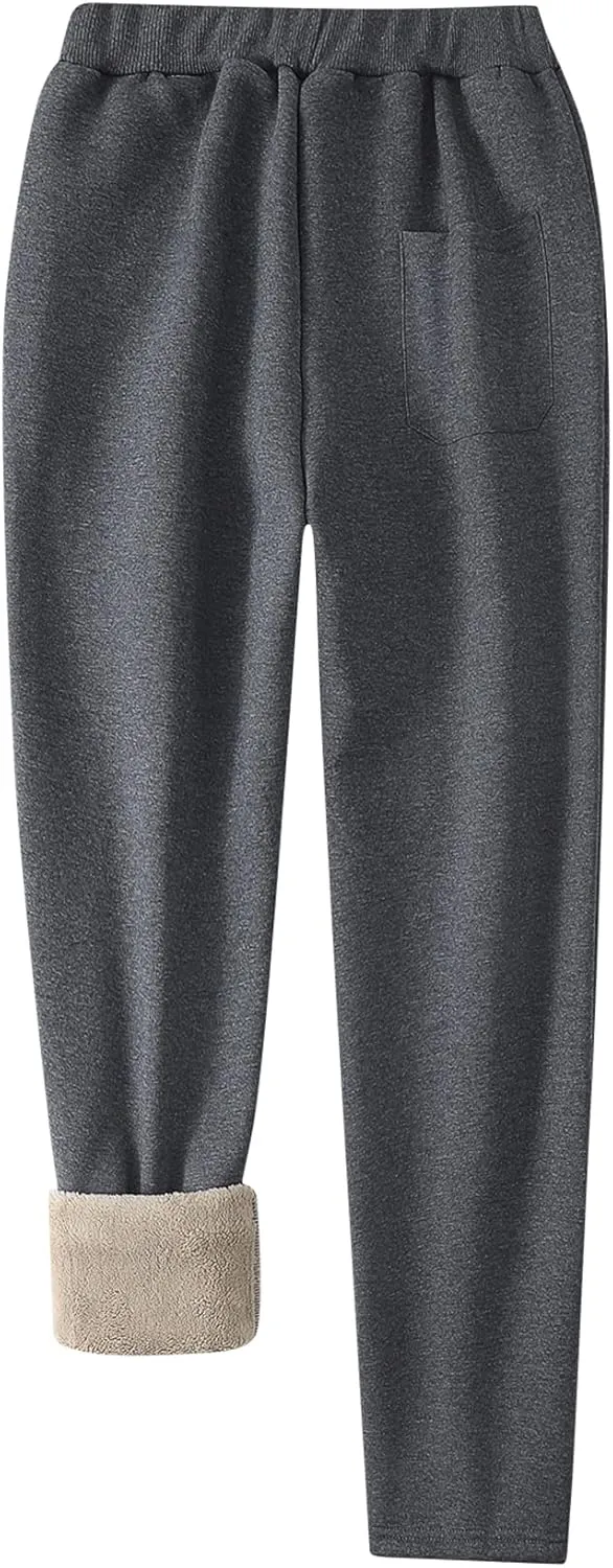 Flygo Women's Winter Warm Athletic Track Fleece Joggers Pants Sherpa Lined Sweatpants