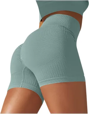 Gym Shorts Women Soft Plus Size Butt Lifting Shorts Casual Ribbed Seamless Yoga Shorts High Waisted Workout Shorts