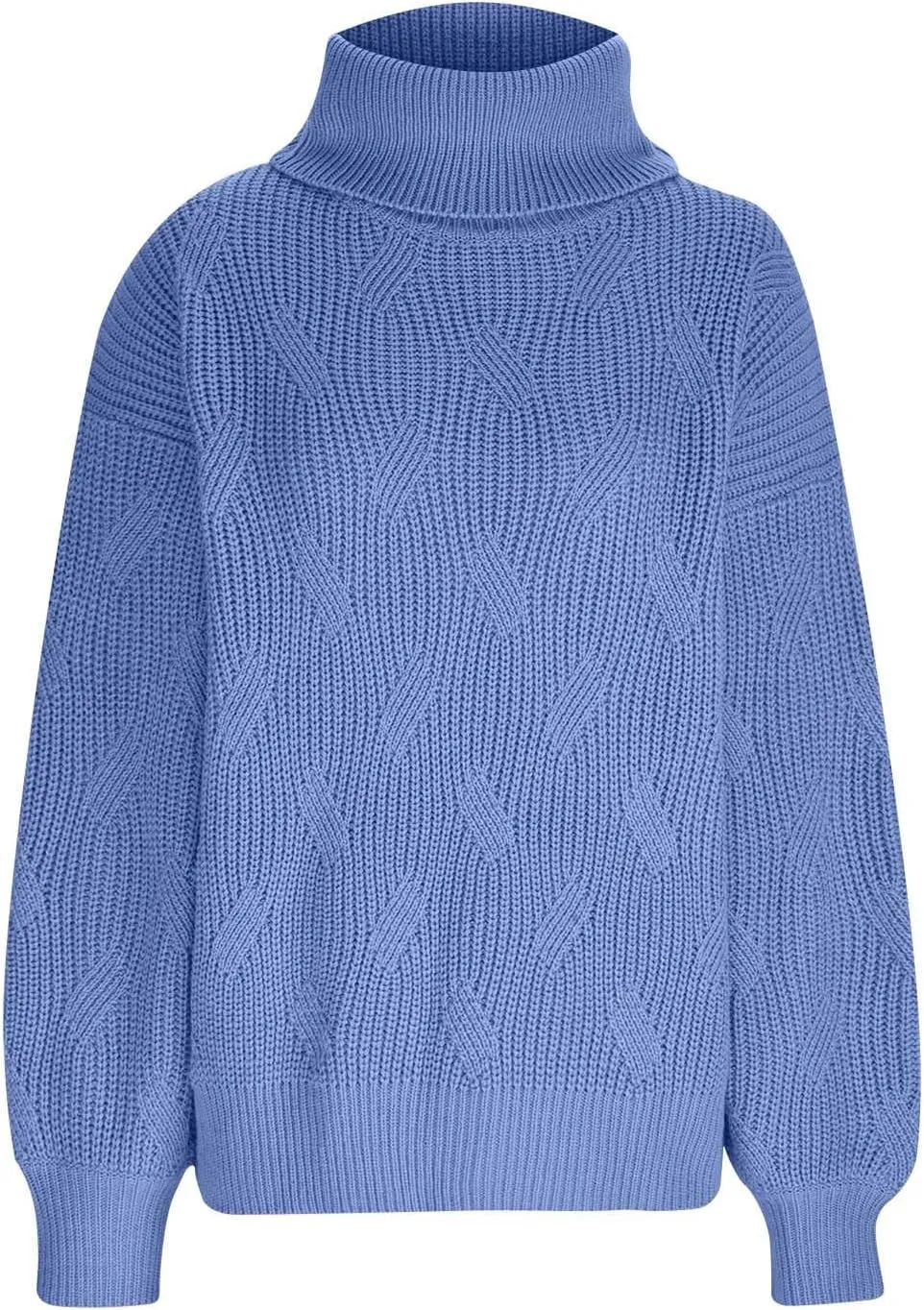 HGps8w Women's Turtleneck Pullover Sweaters Oversized Casual Long Sleeve Chunky Cable Knit Solid Color Jumper Tops