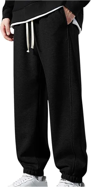 High Waisted 2024 Mens Sweatpant Fleece Lined Baggy Workout Athletic Joggers Pant Trendy Loose Baggy Lounge Bottoms