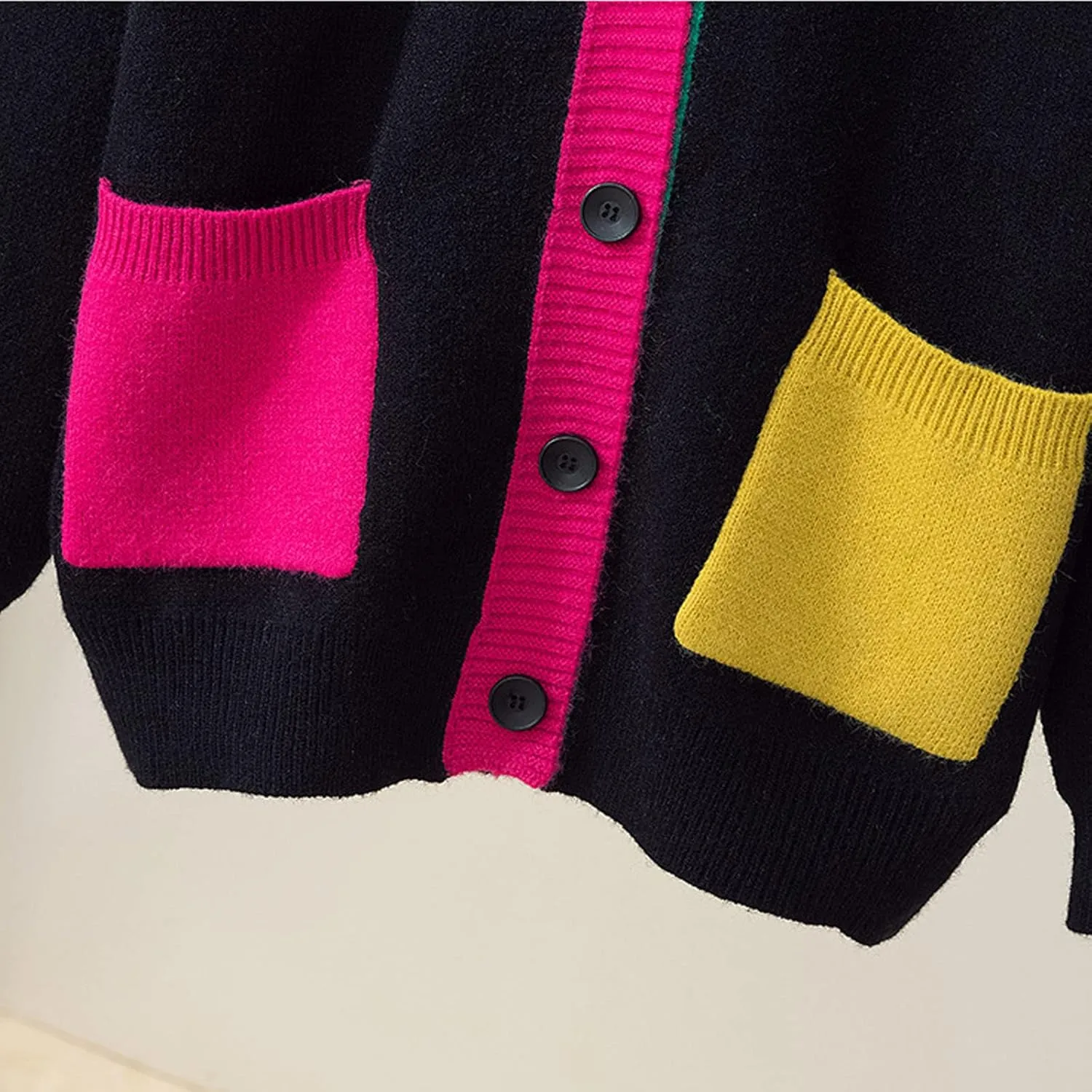 JASCLS Women's Long Sleeve Color Block Chunky Cable Knitted Oversized Sweater Cardigans for Women