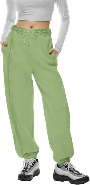 Jogger Sweatpants Women Fleece Drawstring High Waisted Joggers with Pockets Soft Workout Capri Loose Yoga Pants