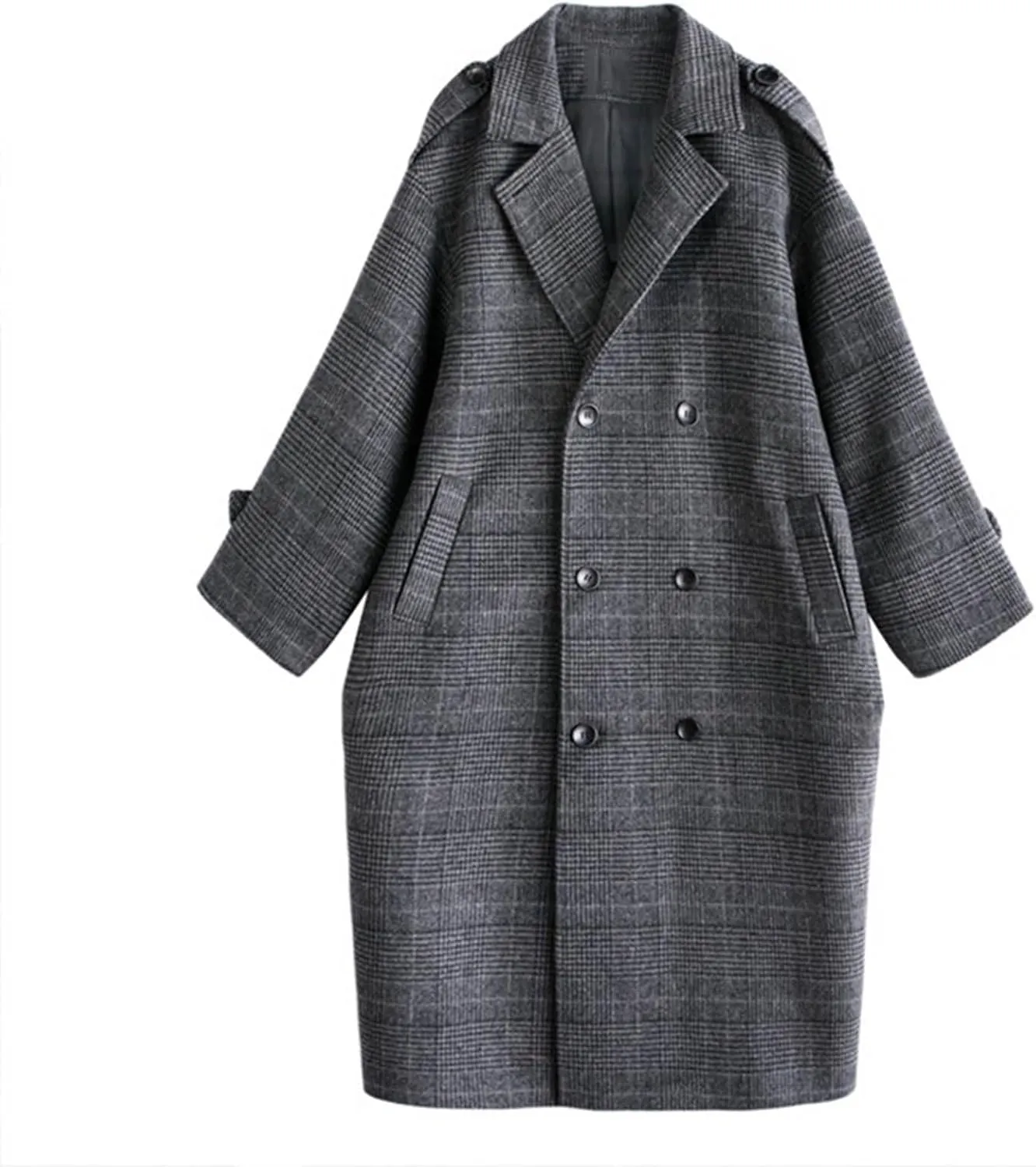 jsaierl Pea Coats for Women Oversized Notch Lapel Double Breasted Peacoat Fall Winter Casual Warm Trendy Overcoat with Pocket