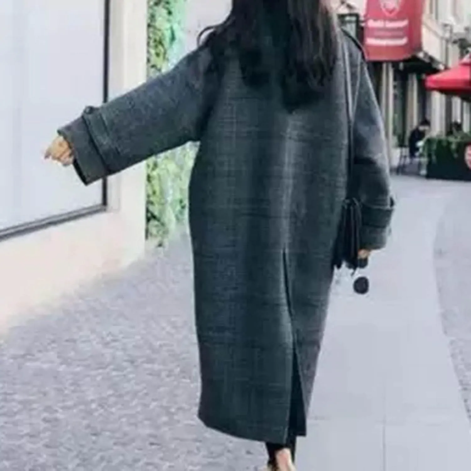 jsaierl Pea Coats for Women Oversized Notch Lapel Double Breasted Peacoat Fall Winter Casual Warm Trendy Overcoat with Pocket