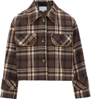 Kwoki Women's Casual Plaid Jacket Coat Retro Wool Blend Botton Lapel Outwear Jackets